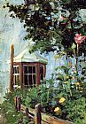 Egon Schiele Canvas Paintings - House with a Bay Window in the Garden